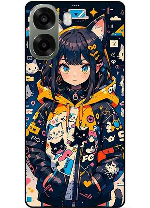 Силіконовий чохол бампер для oppo a6x з малюнком котики аніме