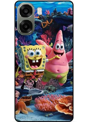 Силиконовый бампер чехол для oppo a6x с рисунком губка боб 2