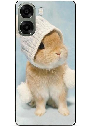 Силіконовий чохол бампер для oppo a6x з малюнком зайчик у шапці