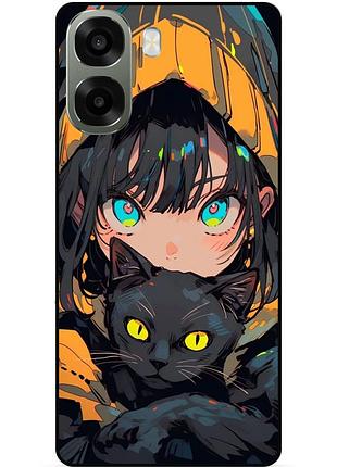 Силіконовий чохол бампер для oppo a6x з малюнком аніме котик
