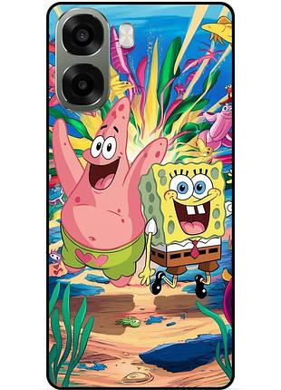 Силиконовый бампер чехол для oppo a6x с рисунком губка боб 4