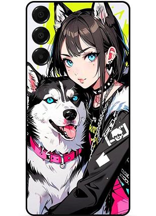 Силиконовый бампер чехол для samsung s26 с рисунком хаски аниме