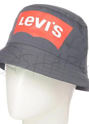 Панама универсальная мужская котоновая панамка с брендовой накаткой levis pkh19908 серый