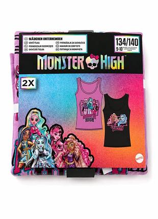 Набор маек детских на девочку monster high 2 шт черный и розовый цвет 134/140 (9 -10 лет)