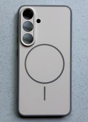 Samsung galaxy s24 чохол proove softline silver з magnetic ring, біло-сірий, з магнітами та бездротовою зарядкою