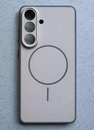 Samsung galaxy s26+ чохол proove softline silver з magnetic ring, біло-сірий, з магнітами та бездротовою зарядкою