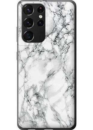 Чехол на samsung galaxy s21 ultra (5g) мрамор белый из пластика fch_0019608