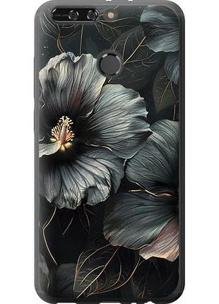 Чехол на huawei honor v9 / honor 8 pro черные цветы из силикона fch_0172234