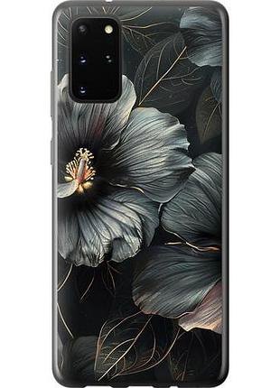 Чехол на samsung galaxy s20 plus черные цветы из пластика fch_0138086