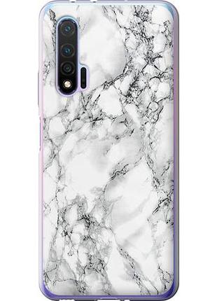 Чехол на huawei nova 6 мрамор белый из силикона fch_0172103