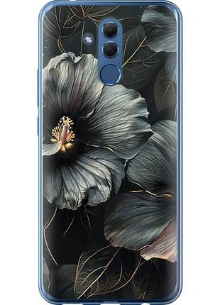 Чехол на huawei mate 20 lite черные цветы из силикона fch_0172238
