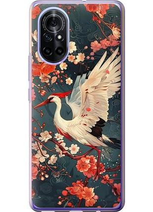 Чехол на huawei nova 8 сакура и аист из силикона fch_0172367