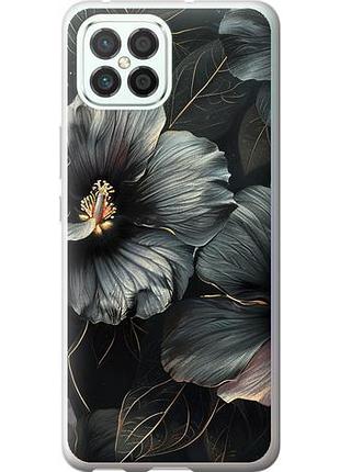 Чехол на huawei nova 8 se черные цветы из силикона fch_0172227