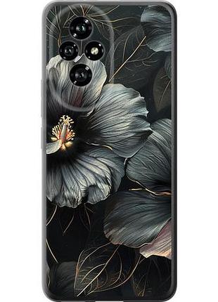 Чехол на huawei honor 200 черные цветы из силикона fch_0172251