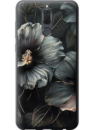 Чехол на huawei mate 10 lite черные цветы из пластика fch_0172241