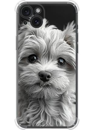 Чехол на iphone 15 plus мальтипу на черном фоне из силикона fch_0172646