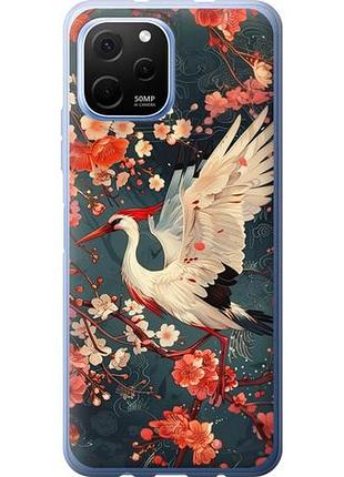 Чехол на huawei nova y61 сакура и аист из силикона fch_0172376