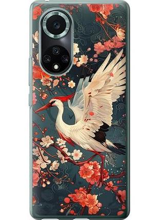 Чехол на huawei nova 9 pro сакура и аист из силикона fch_0172370