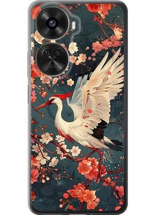 Чехол на huawei nova xiaomi 12 se / nova 11 se сакура и аист из силикона fch_0172377