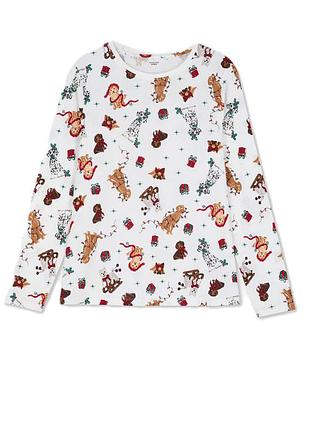 Хлопковый пижамный свитшот primark cotton dog print family christmas s m для дома и сна белый