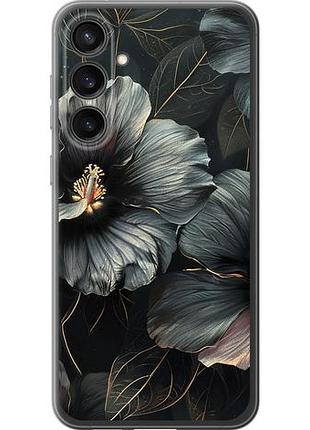 Чехол на samsung galaxy s23 fe черные цветы из силикона fch_0172246