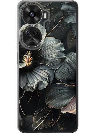 Чехол на huawei nova xiaomi 12 se / nova 11 se черные цветы из силикона fch_0172248