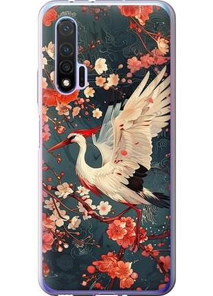 Чехол на huawei nova 6 сакура и аист из силикона fch_0172366