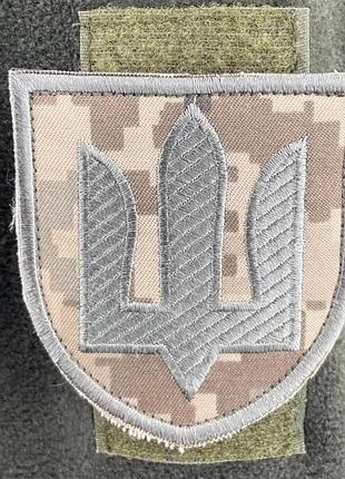 Шеврон зсу сухопутні війська (тризуб зелена нитка) піксель