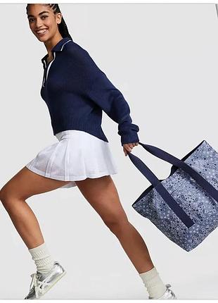 Жіноча сумка-шопер, пляжна victoria’s secret reversible canvas tote bag, синя