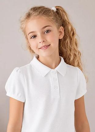 Поло для девочки george slim fit белое