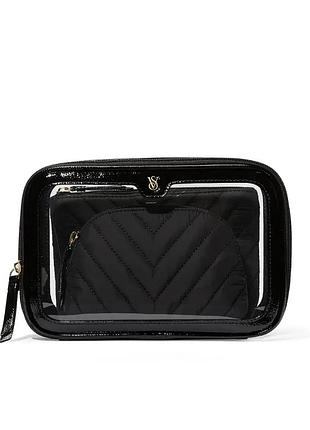 Косметичка victoria's secret 3-piece makeup bag black