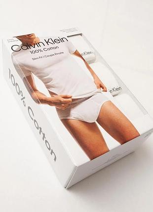 Мужской набор из 5 шт белых футболок calvin klein slim fit