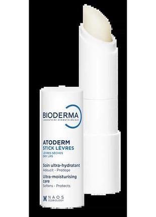 Защитный бальзам для губ bioderma atoderm stick levres в стеке 4 г