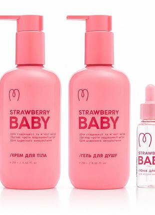 Набор против «клубничной кожи» mary babe strawberry baby — гель 250 г, крем 250 г и тоник-пилинг 30 г