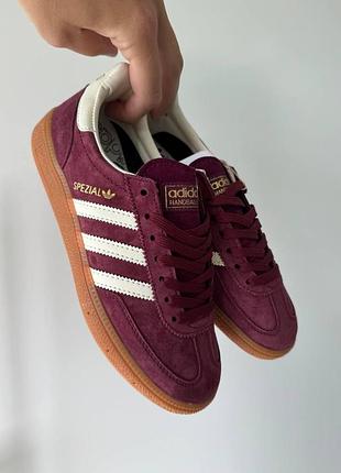 Жіночі бордові кросівки adidas spezial cherry red х адідас 39