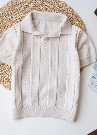 Молочная футболка поло трикотажной вязки matalan на малыша 18-24 мес