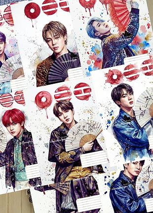 Набор тетрадей бтс bts на скобе 18 листов линия (34045)