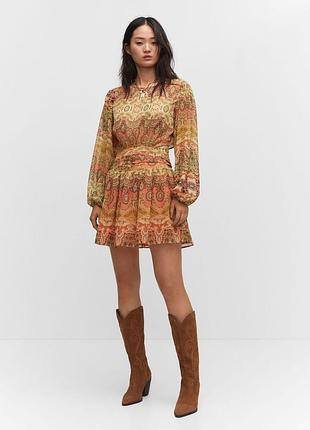 Шифонова мінісукня mango oli paisley з вирізами на талії (розмір s) нова з біркою