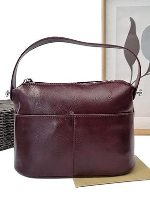 Кожаная сумка кросс-боди женская бордовый арт.9908 winered (китай)