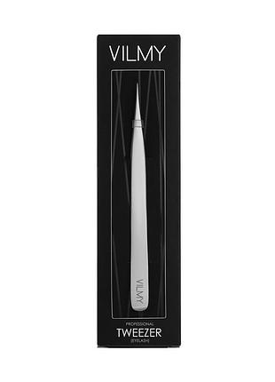 Пінцет для нарощування вій vilmy прямий v-14 професійний