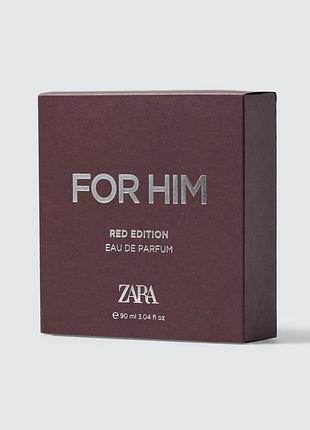 Туалетна вода для чоловіків zara for him red edition 90 мл (індивідуальне упакування)
