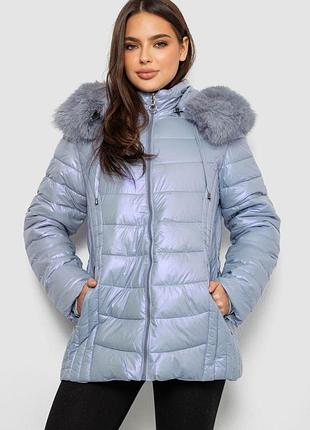Куртка жіноча зимова коротка, колір блакитний, 244r23-711
