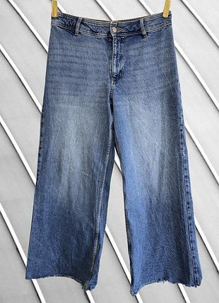 Женские голубые джинсы wide leg mango eur 42 l xl 48 оригинал манго широкие джинсы высокая посадка необработанный край 50