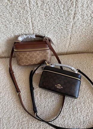 Сумка coach rainer crossbody коричнева/ бежева