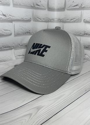 Сіра літня чоловіча бейсболка найк, сіра кепка з сіткою nike, тракер, 57-58