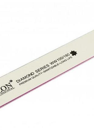 Пилка для ногтей salon professional diamond белая прямая широкая 100/100