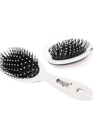 Пластиковая массажная щетка salon professional нейлоновая щетина, овальная (8941)