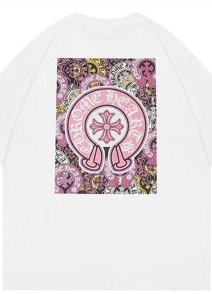 Футболка chrome hearts logo унисекс хром хартс с крестами белая