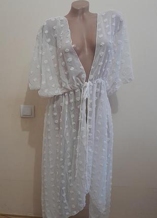 Пляжная накидка туника шифон l-xl