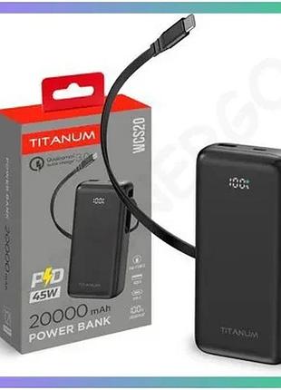 Повербанк titanum wcs20 20000mah pd45w черный с usb-c и usb-a для зарядки смартфонов и планшетов sku_vendorcode